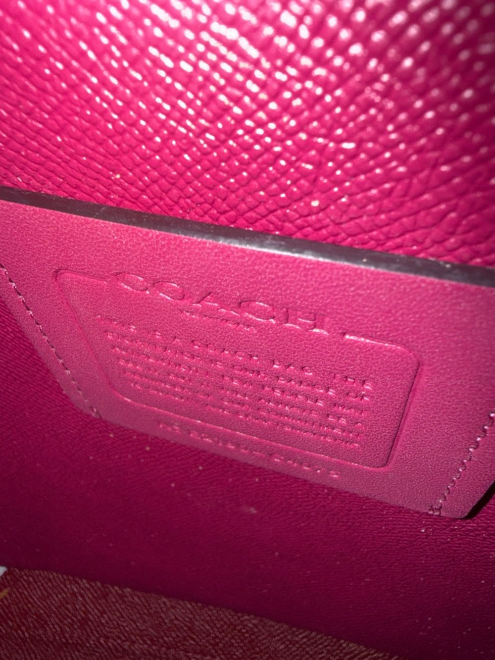 Coach Brown Signature Canvas Tote with Magenta Trim - Picture 6 of 7